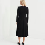 Women's Midi Dress - Black Ponte Jersey - Gilly - product view 8