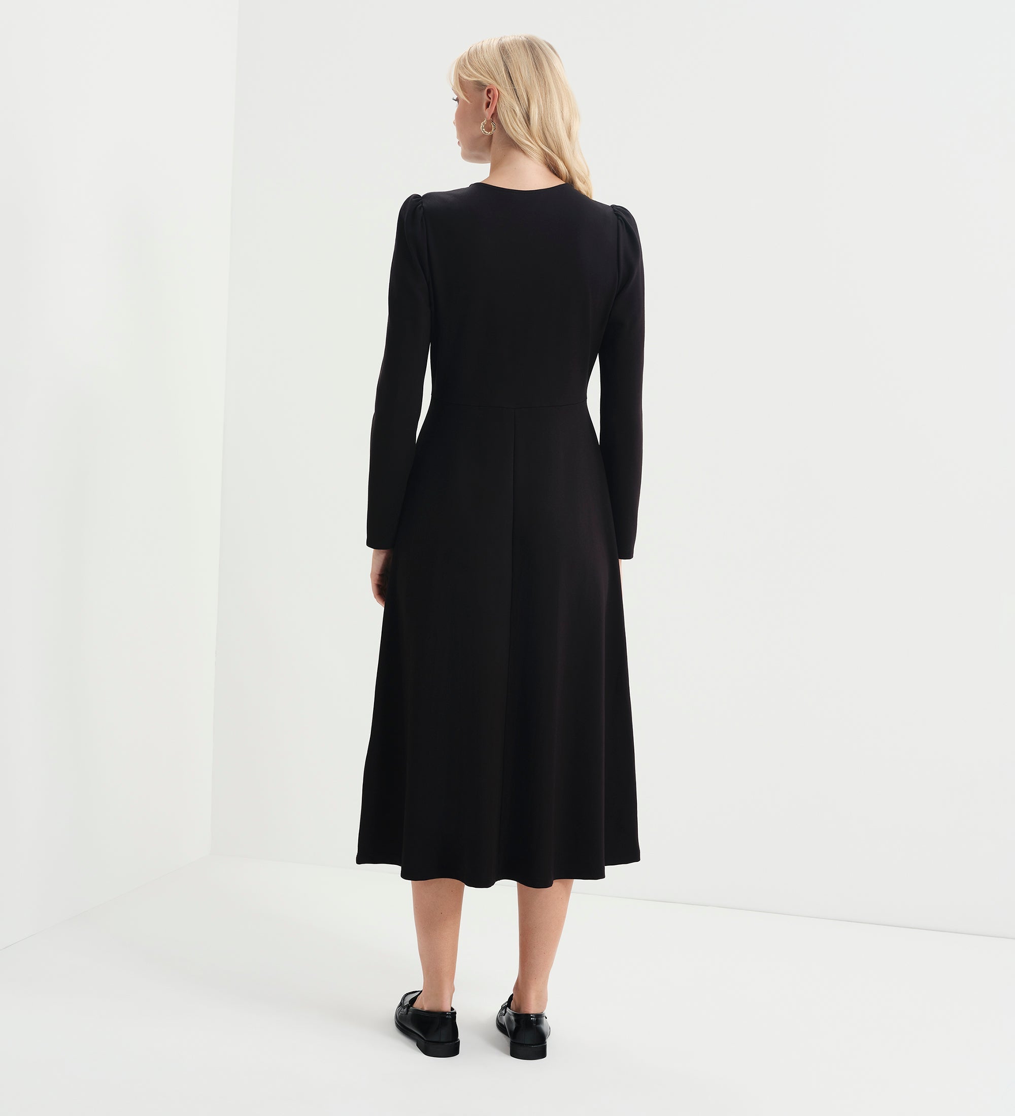 Women's Midi Dress - Black Ponte Jersey - Gilly - product view 8