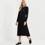Women's Midi Dress - Black Ponte Jersey - Gilly - product view 3