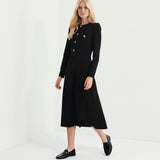 Women's Midi Dress - Black Ponte Jersey - Gilly - product view 3