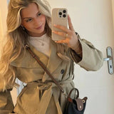 Gwyneth | Women's Double Breasted Belted Turtle Neck Trench Coat Jacket