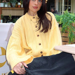Keely | Women's Ribbed Knit Button Front Crew Neck Cardigan