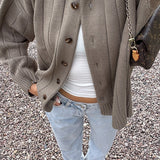 Keely | Women's Ribbed Knit Button Front Crew Neck Cardigan