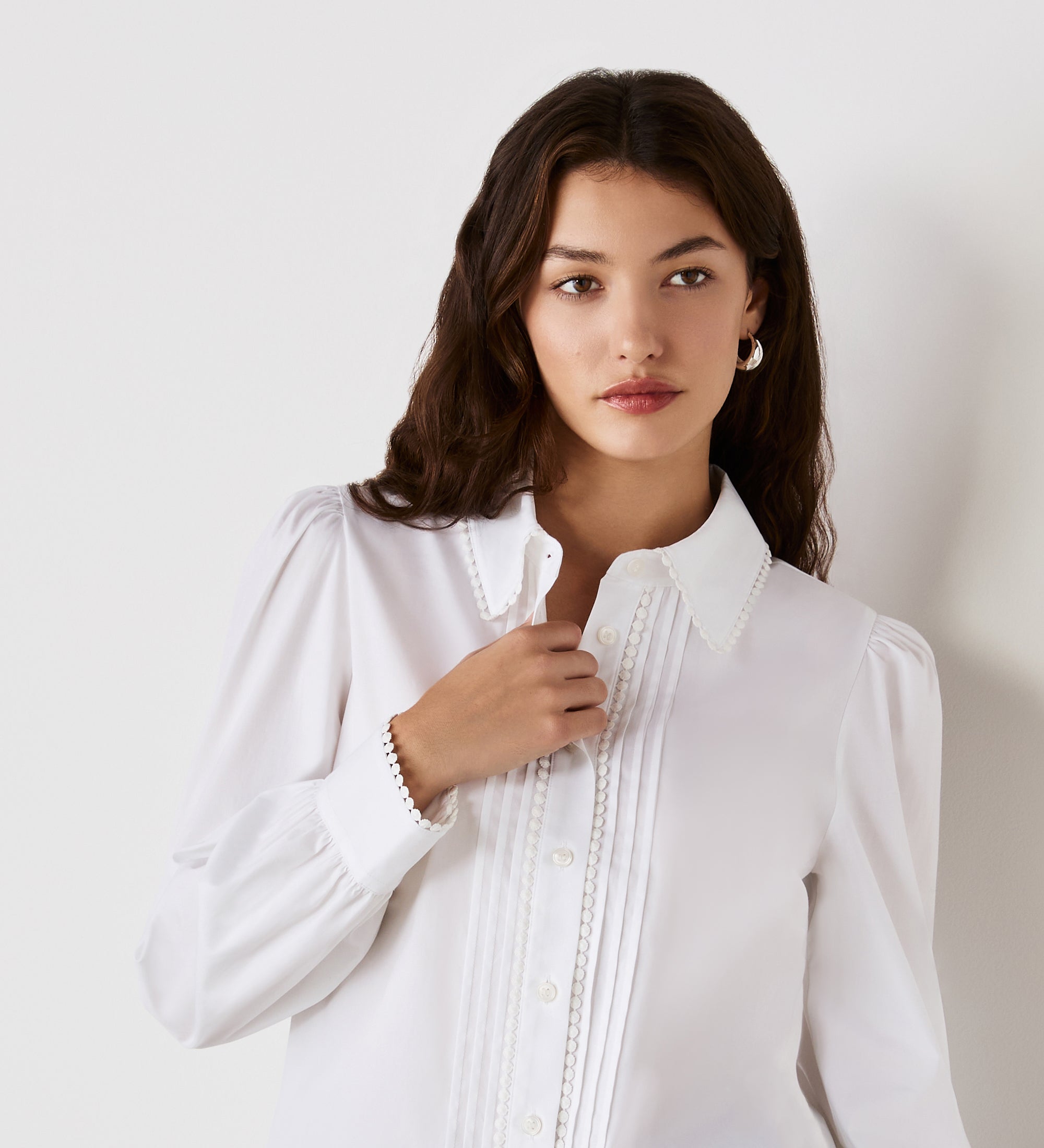 Women's Shirt - White Cotton Rich - Judith - product view 3