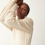 Women's Jumper - Ivory Knitted Crew - Avery - product view 3