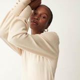 Women's Jumper - Ivory Knitted Crew - Avery - product view 3