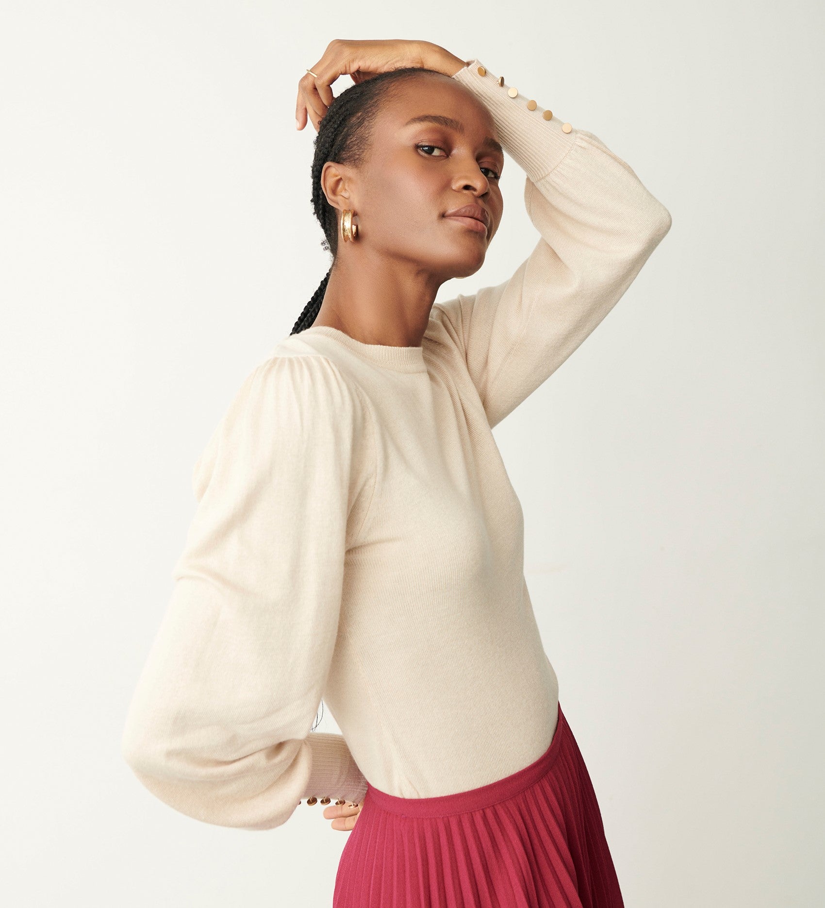 Women's Jumper - Ivory Knitted Crew - Avery - product view 1