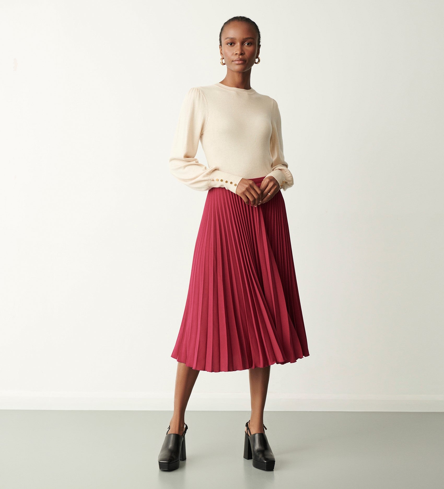 Women's Jumper - Ivory Knitted Crew - Avery - product view 2