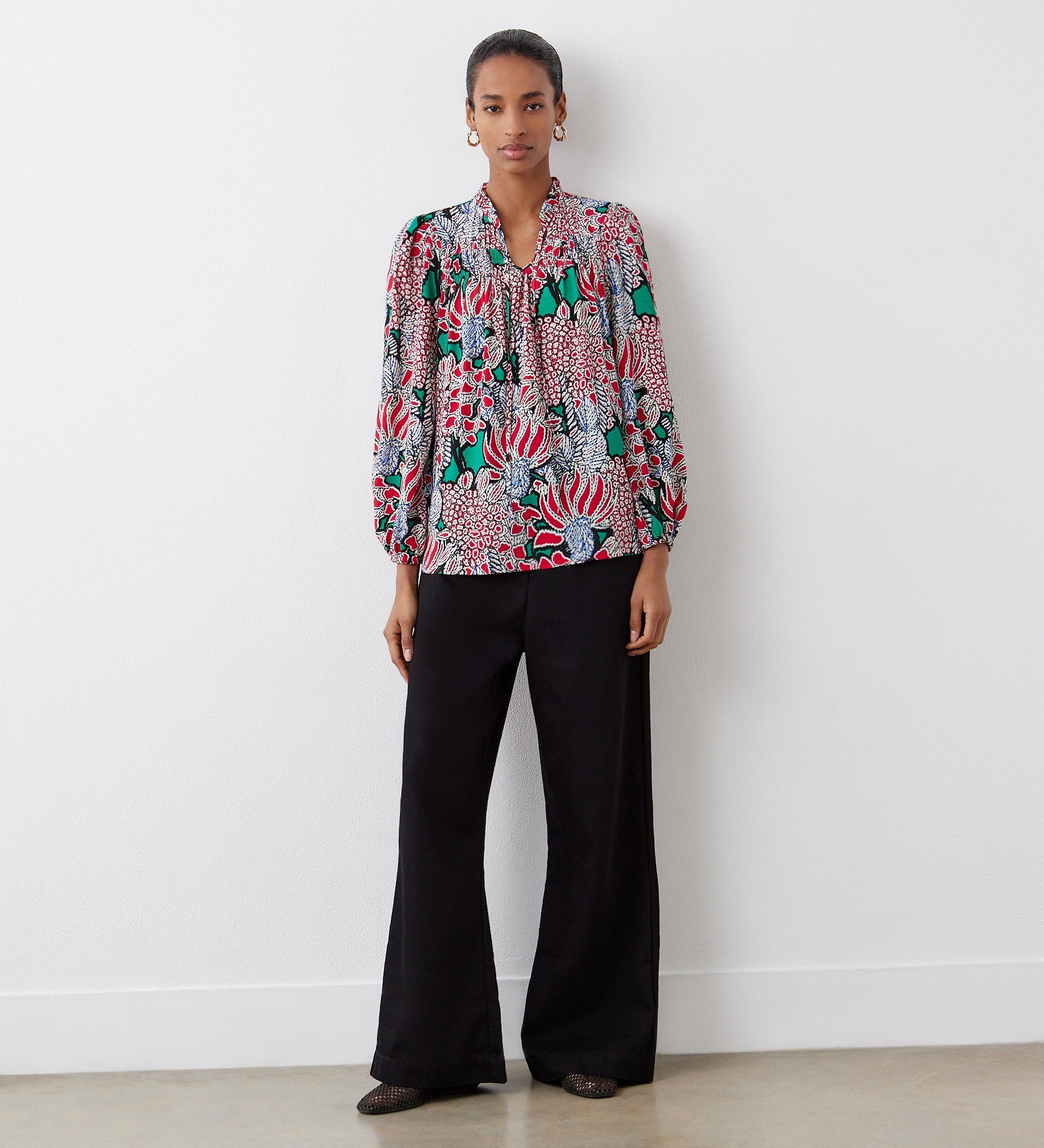 Women's Trousers - Black Denim Wide Leg - Dixie - product view 1