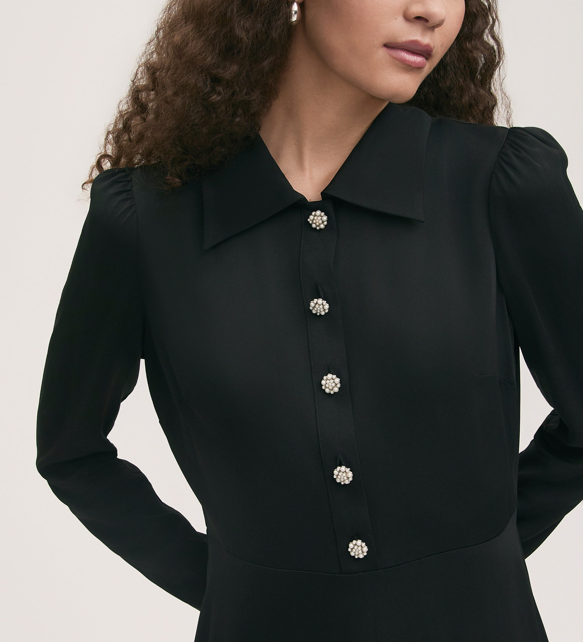 Women's Midi Dress - Black Crepe - Lucia - product view 3