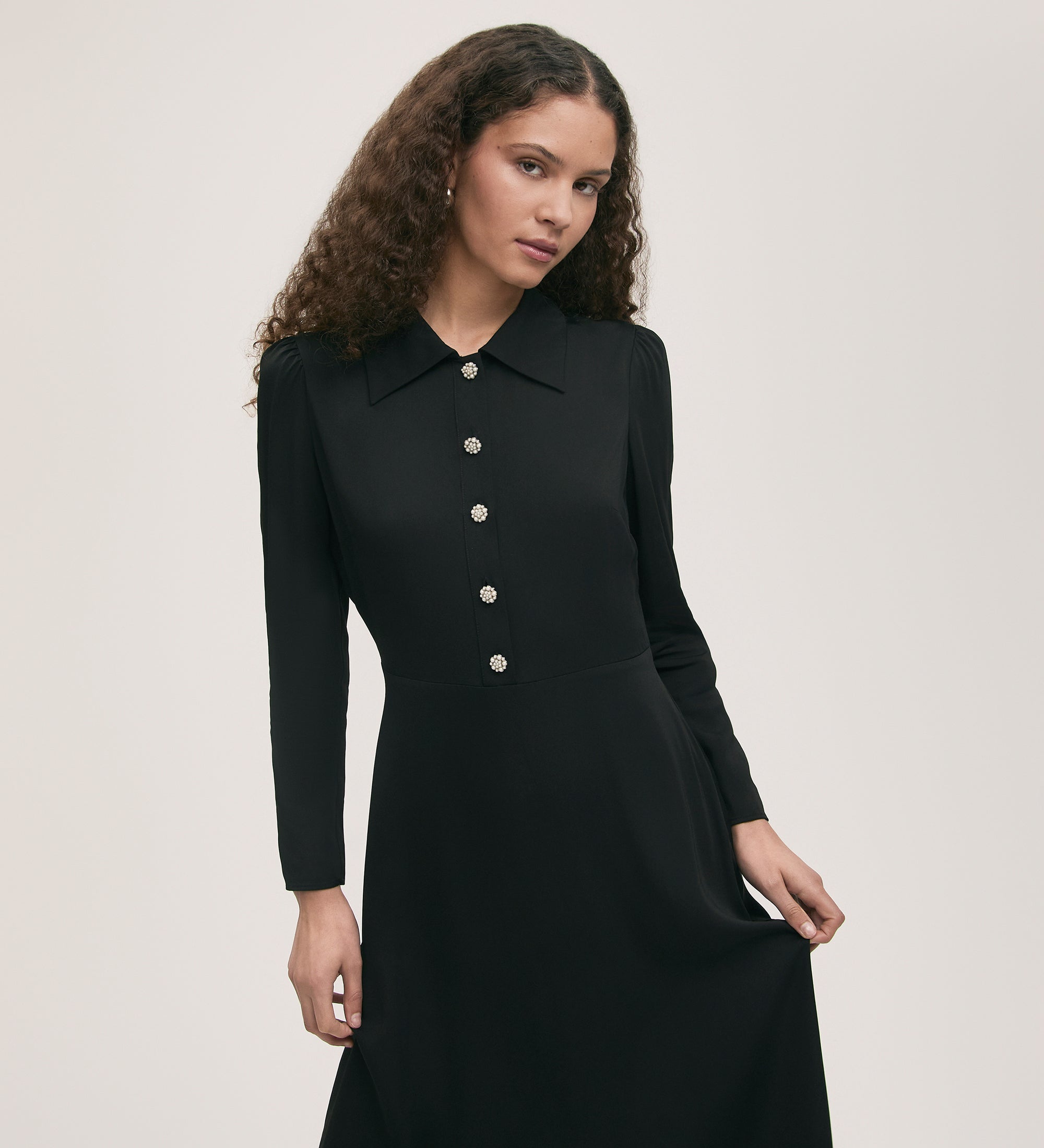 Women's Midi Dress - Black Crepe - Lucia - product view 2