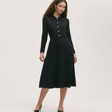 Women's Midi Dress - Black Crepe - Lucia - product view 1