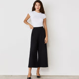 Women's Trousers - Black Ponte Jersey Wide Leg - Miribel - product view 1