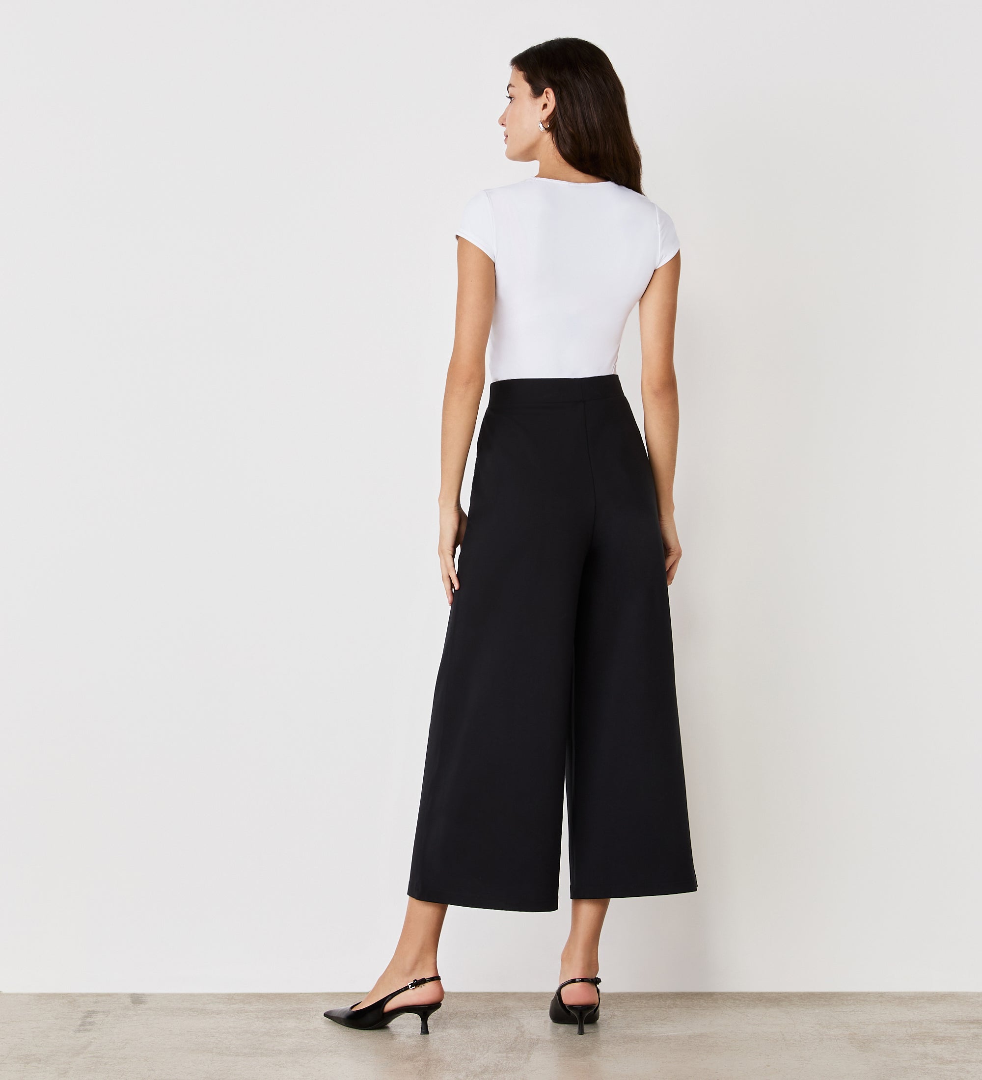 Women's Trousers - Black Ponte Jersey Wide Leg - Miribel - product view 4