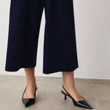 Women's Trousers - Navy Cropped Ponte Jersey - Miribel - product view 3