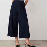 Women's Trousers - Navy Cropped Ponte Jersey - Miribel - product view 2