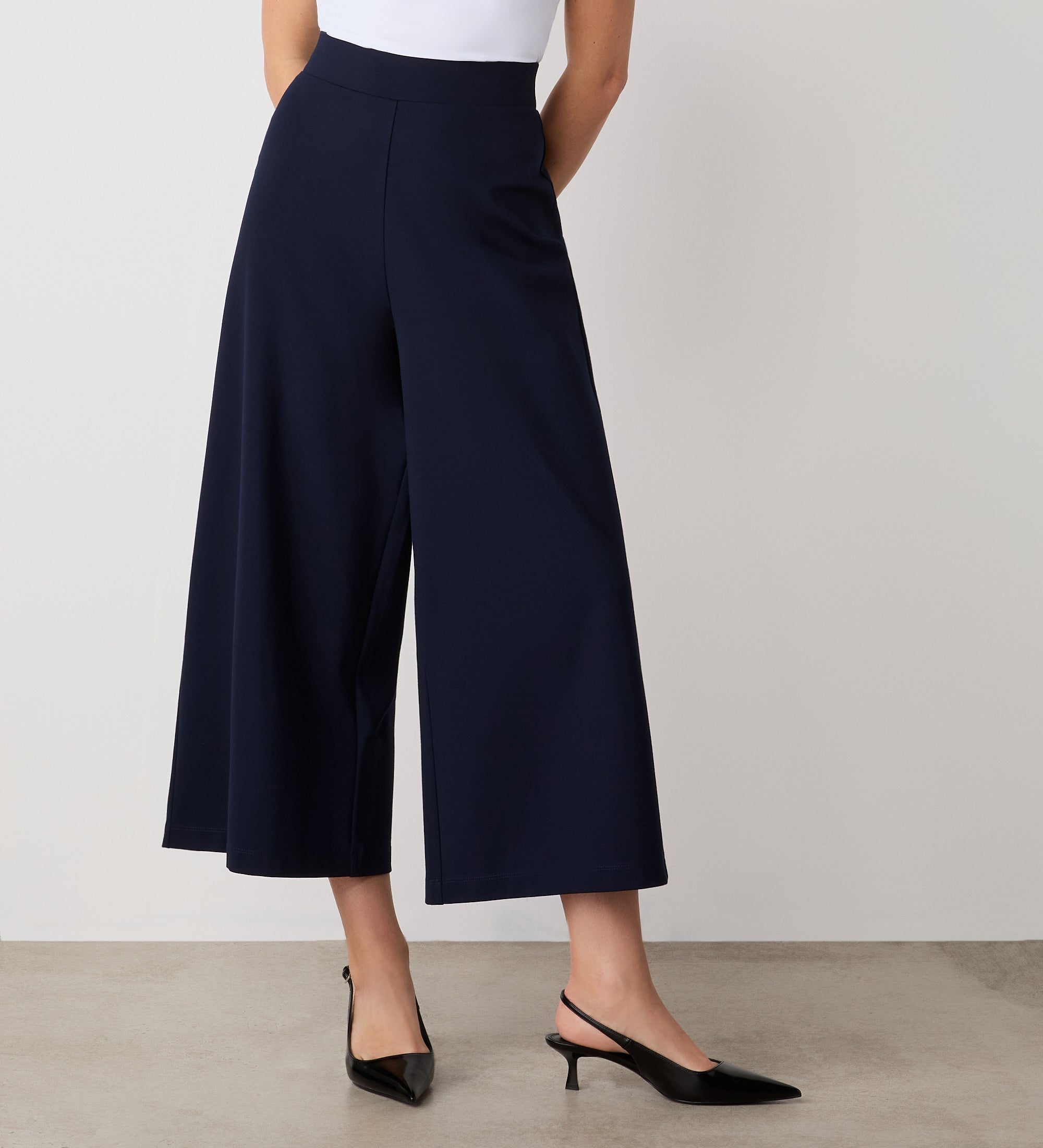 Women's Trousers - Navy Cropped Ponte Jersey - Miribel - product view 2