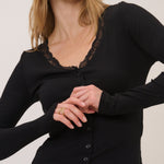 Women's Cardigan - Black Lace Trim Jersey - product view 3