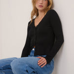 Women's Cardigan - Black Lace Trim Jersey - product view 5