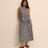 Women's Top - Navy Gingham Side Tie Swing - product view 2