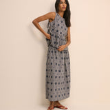Women's Top - Navy Gingham Side Tie Swing - product view 4