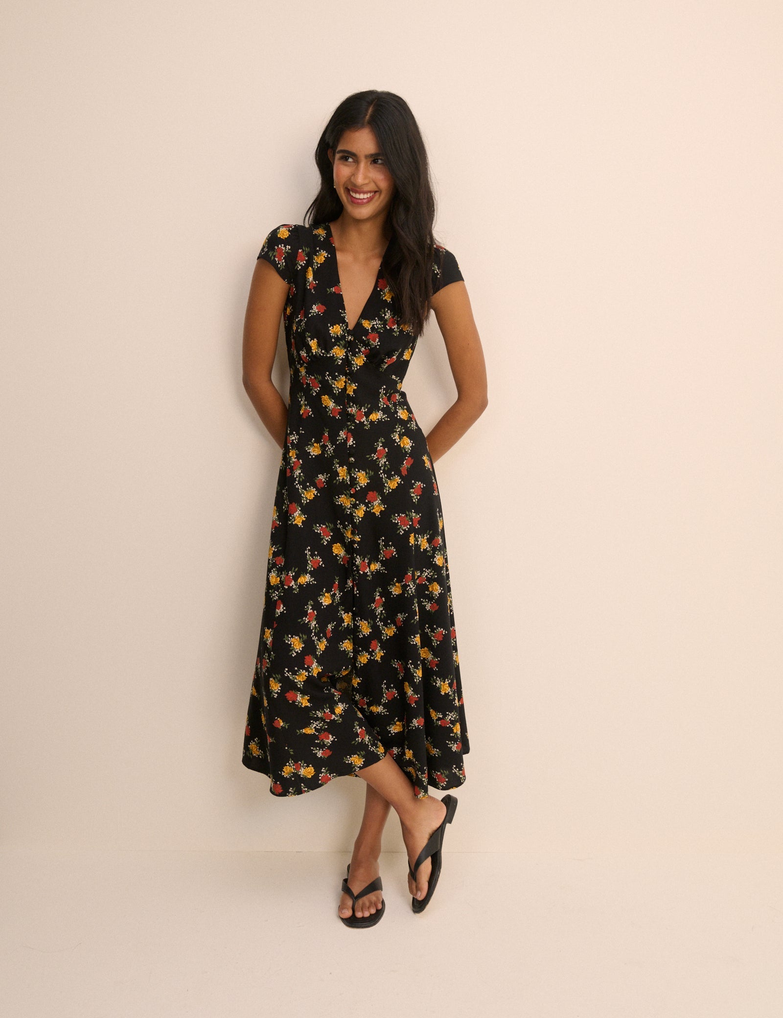 Women's Midi Dress - Black Floral Avery - product view 1