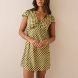 Women's Mini Dress - Green Gingham Rosa - product view 3