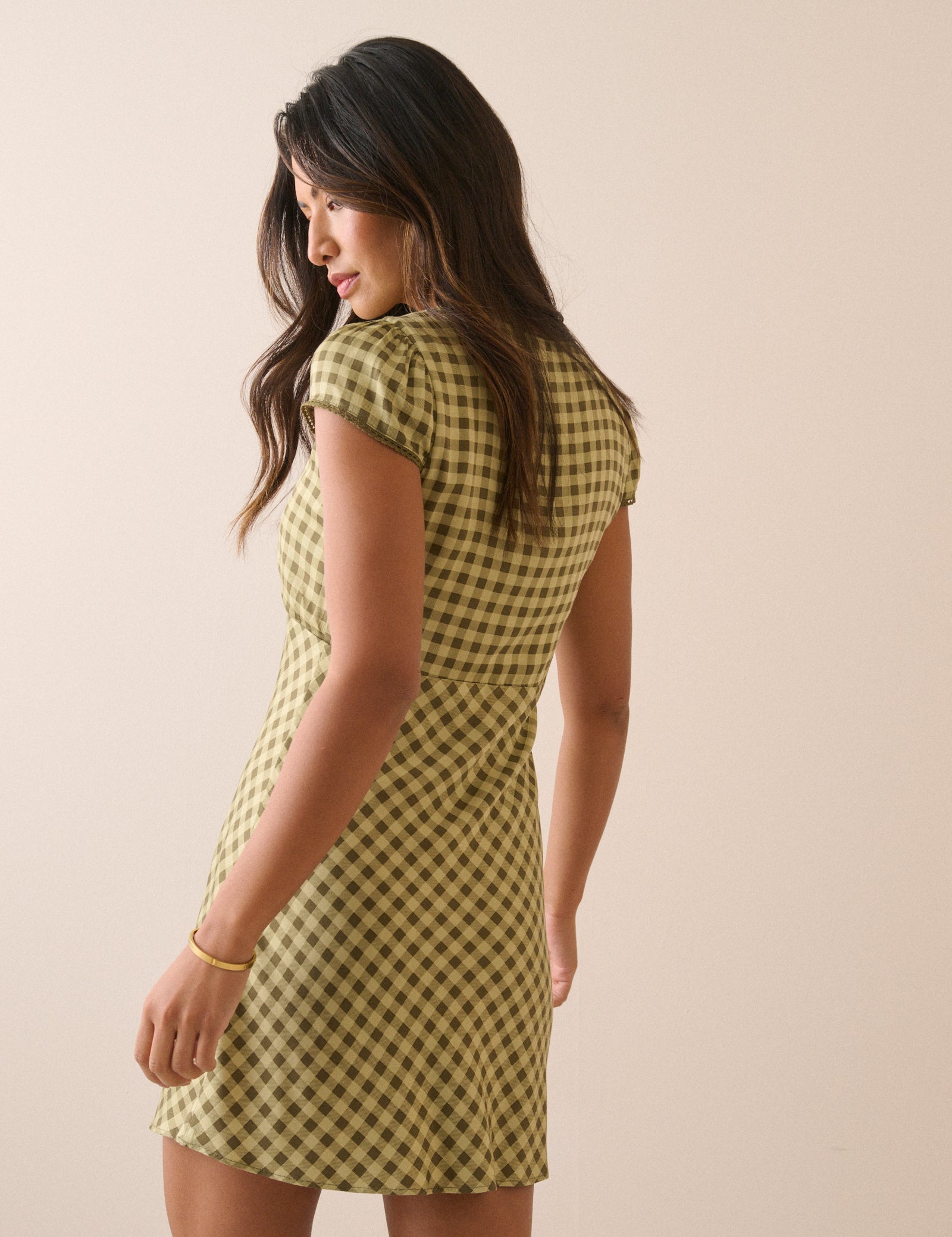 Women's Mini Dress - Green Gingham Rosa - product view 5