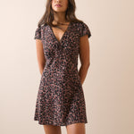 Women's Mini Dress - Brown Leopard Print Rosa - product view 1