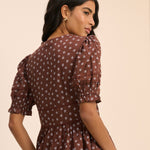 Women's Blouse - Brown Ditsy Floral Puff Sleeve Seren - product view 5