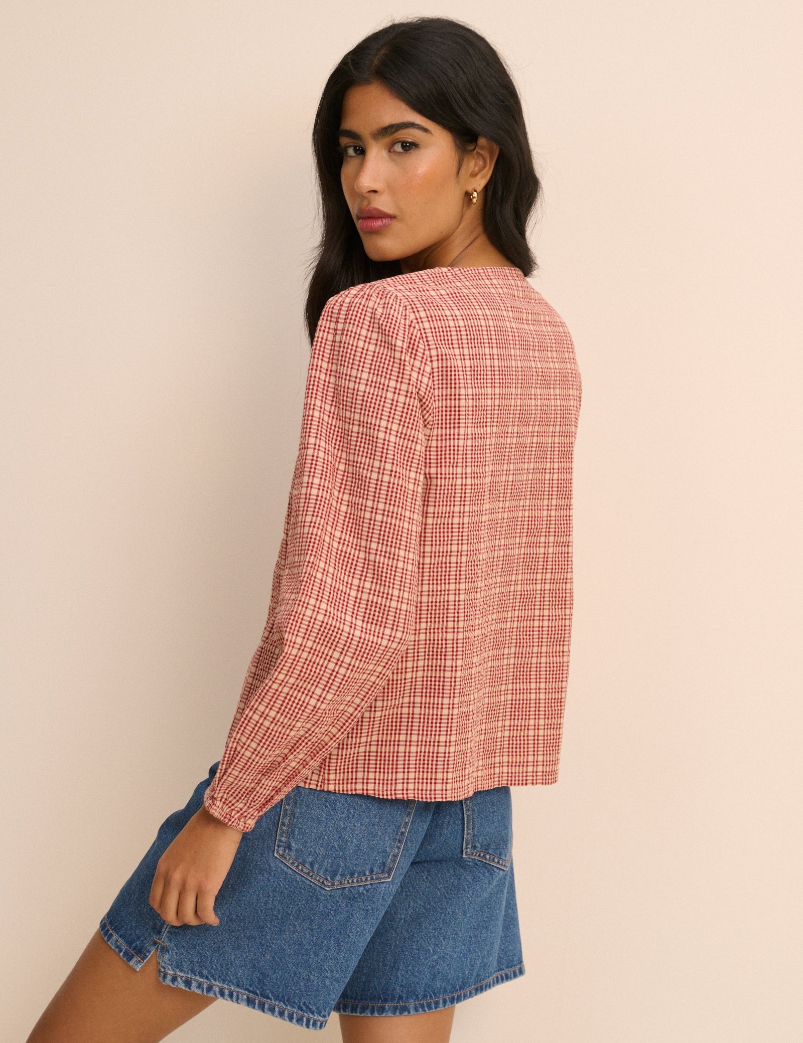 Women's Blouse - Red Check Brooke - product view 5