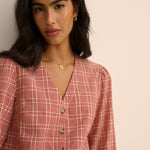 Women's Blouse - Red Check Brooke - product view 3