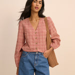 Women's Blouse - Red Check Brooke - product view 2