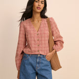 Women's Blouse - Red Check Brooke - product view 2