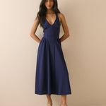 Women's Midi Dress - Navy Halterneck Amie - product view 1