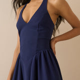 Women's Midi Dress - Navy Halterneck Amie - product view 5