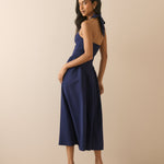 Women's Midi Dress - Navy Halterneck Amie - product view 4