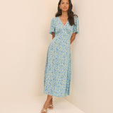 Women's Midi Dress - Blue Floral Atlas - product view 1