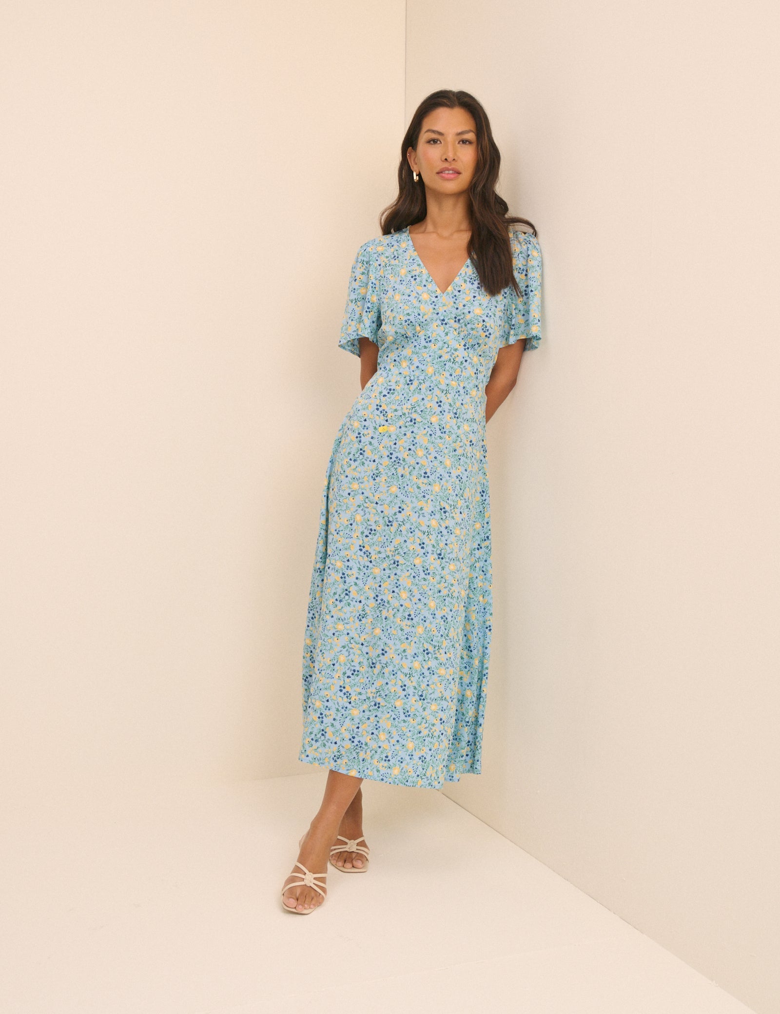 Women's Midi Dress - Blue Floral Atlas - product view 1