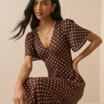Women's Midi Dress - Brown Polka Dot Atlas - product view 2