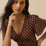 Women's Midi Dress - Brown Polka Dot Atlas - product view 5