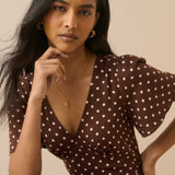 Women's Midi Dress - Brown Polka Dot Atlas - product view 5
