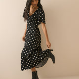Women's Midi Dress - Black Polka Dot Atlas - product view 5
