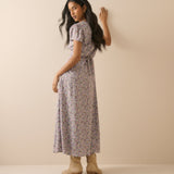 Women's Midi Dress - Blue Ditsy Floral Lace Trim Kacey - product view 5