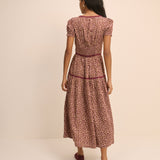 Women's Midi Dress - Burgundy Floral Tiered Dara - product view 5