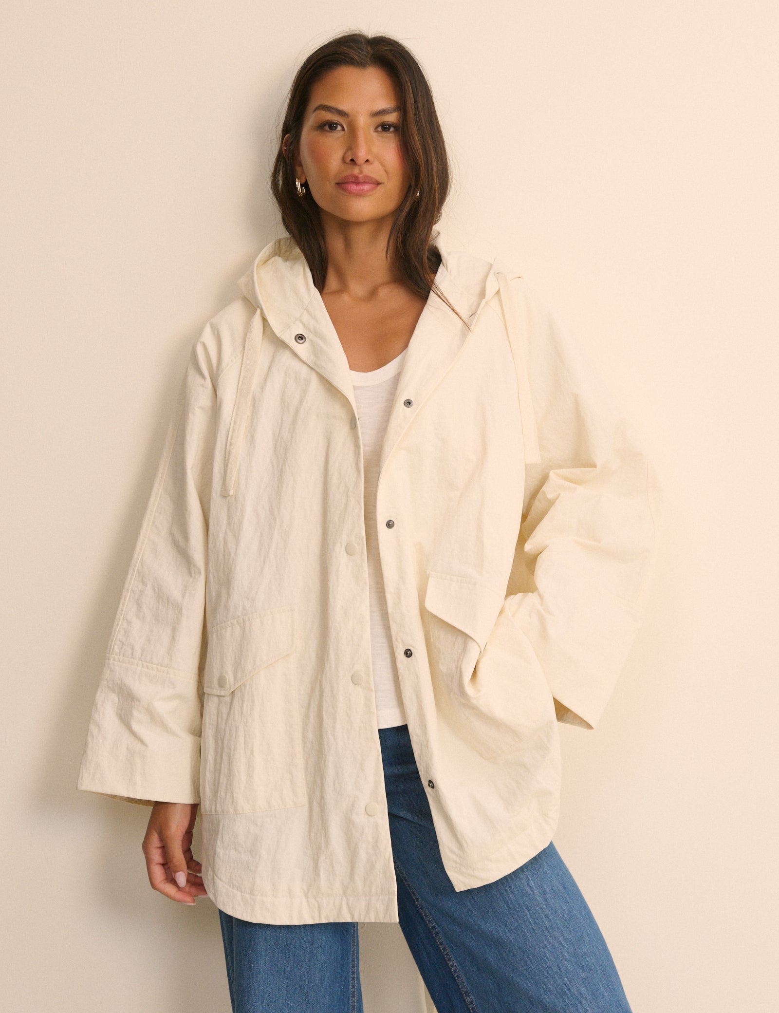 Women's Jacket - Cream Hooded Parka - product view 1