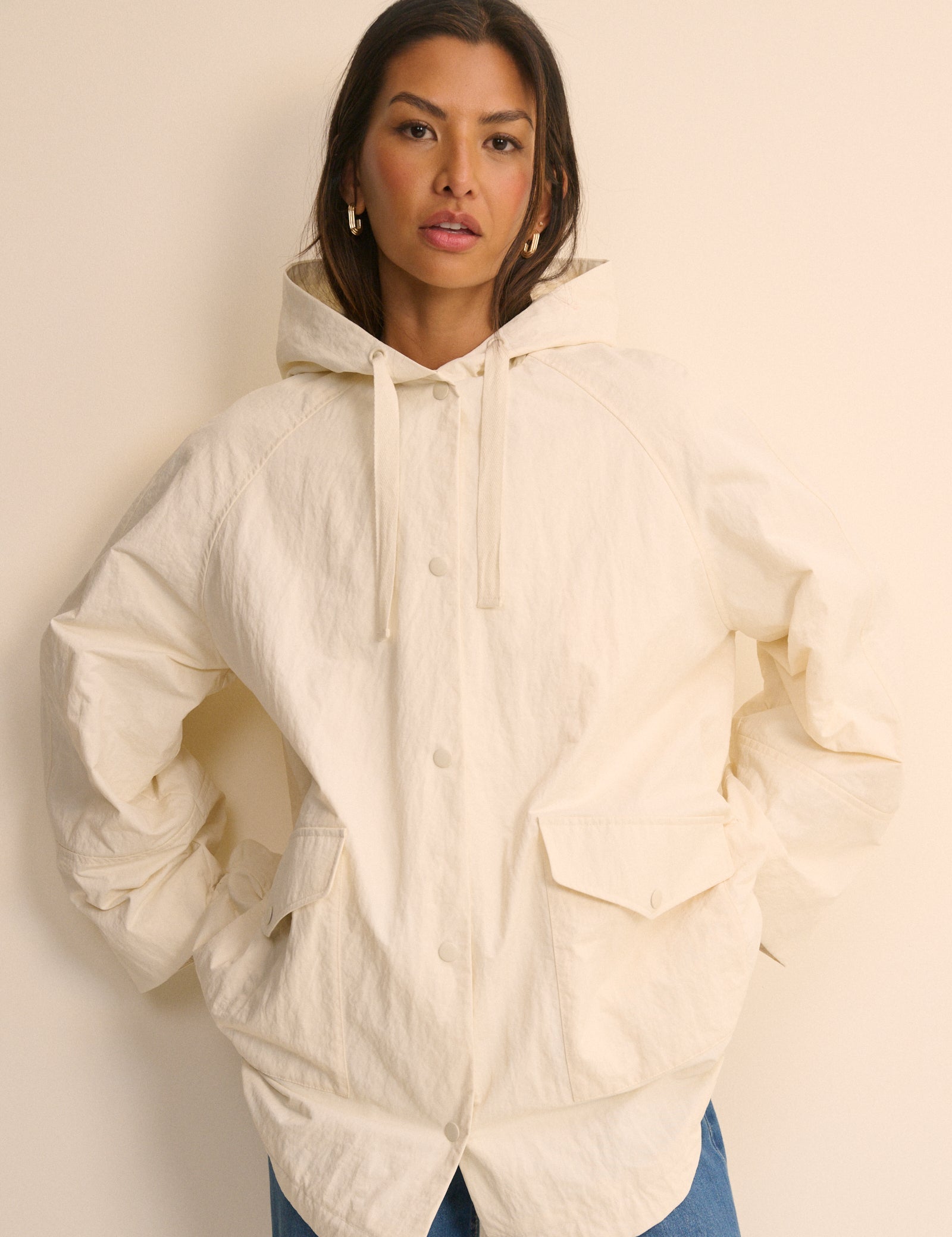 Women's Jacket - Cream Hooded Parka - product view 3