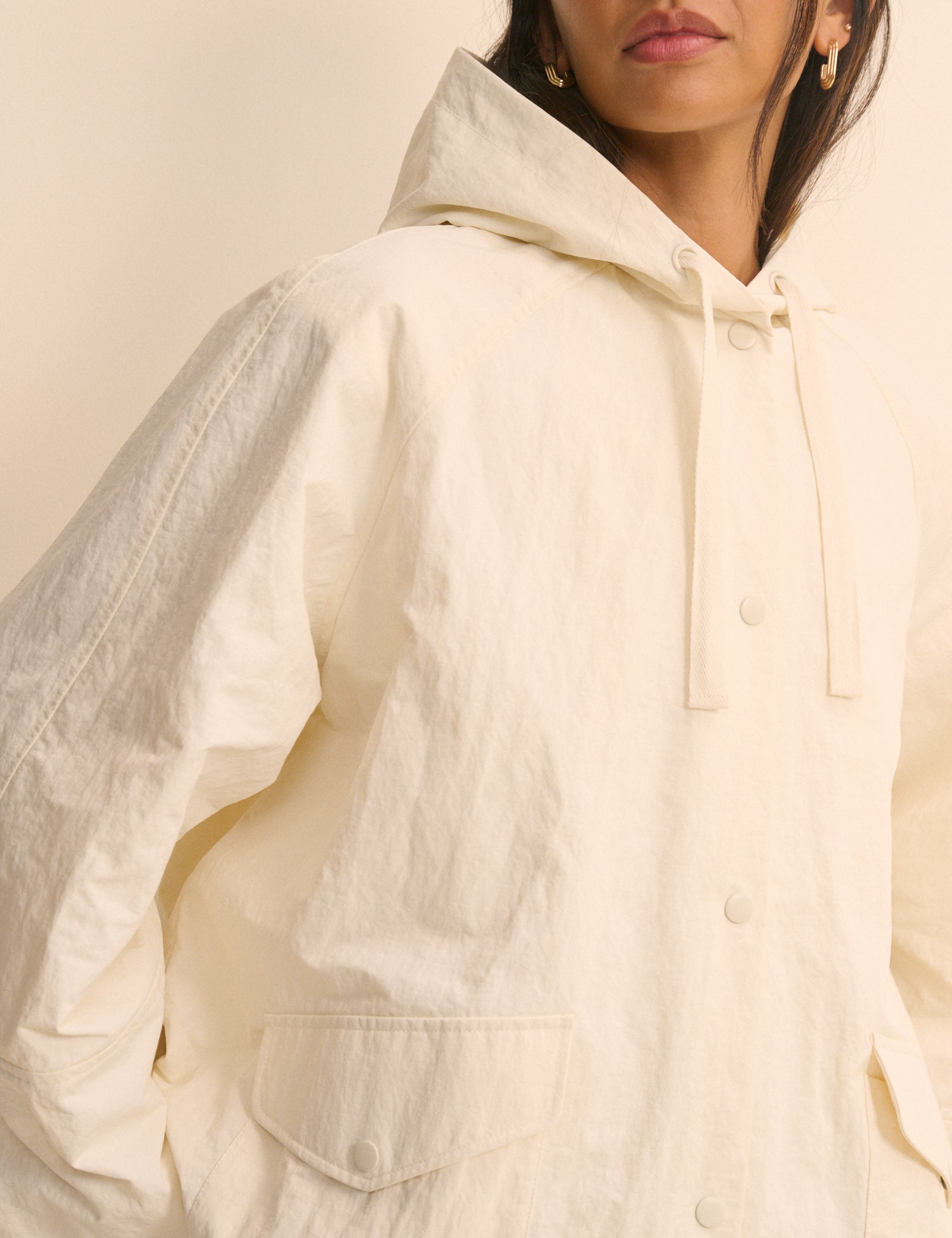 Women's Jacket - Cream Hooded Parka - product view 2