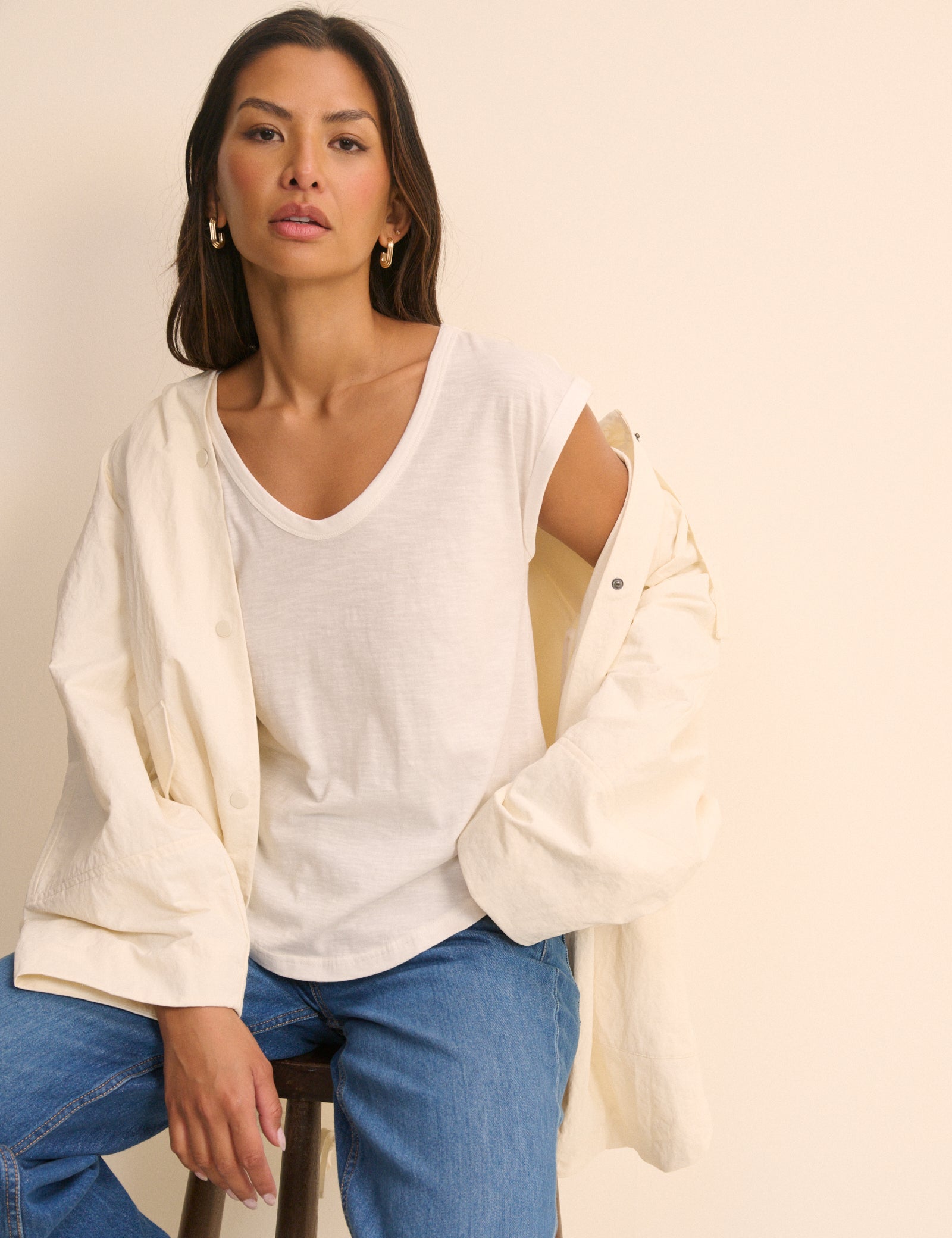 Women's Jacket - Cream Hooded Parka - product view 5