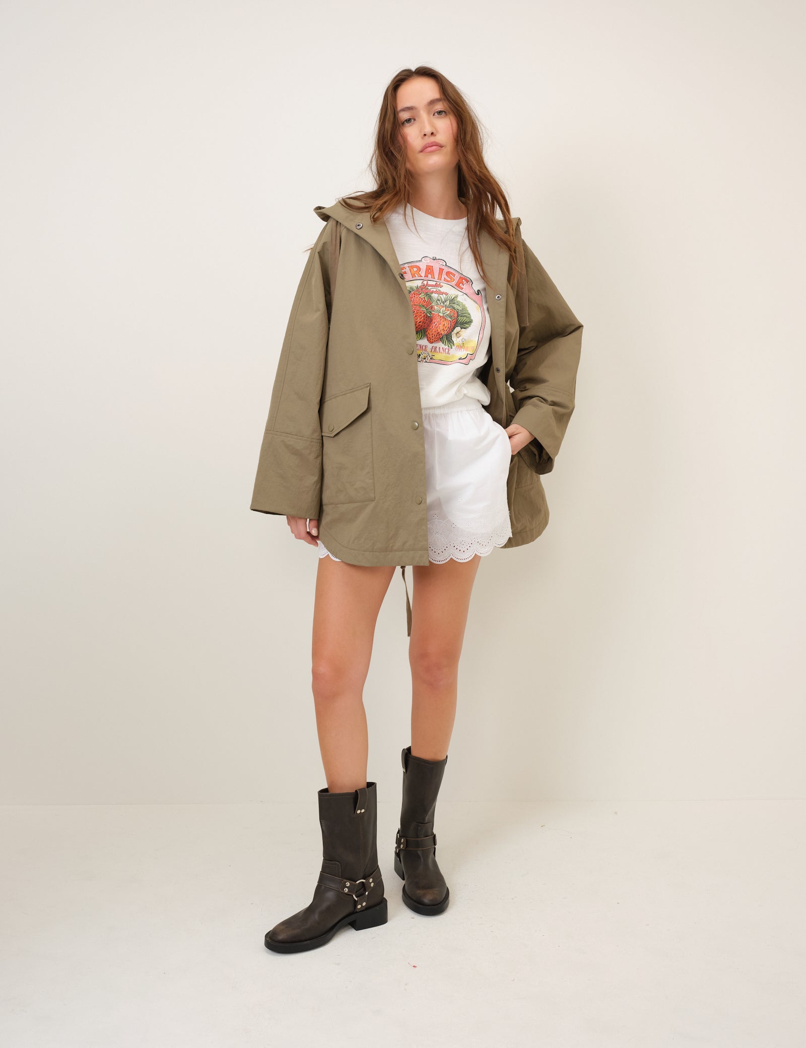 Women's Jacket - Green Hooded Parka - product view 2